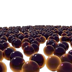 Billes sphériques jaunes brunâtres à brunes de résine échangeuse de cations